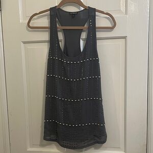 Express Gray and Silver Beaded Going Out Tank Top
